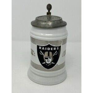 Oakland Raiders NFL 1994 Lite Beer Collector Stein Mug With Pewter Lid